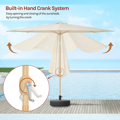 Parasol - Tuinparasol - Strandparasol - Zweefparasol - Balkon Parasol - Grote 300cm Buitenzonwering - met Draaikruk en UPF 50+ Bescherming - Beige