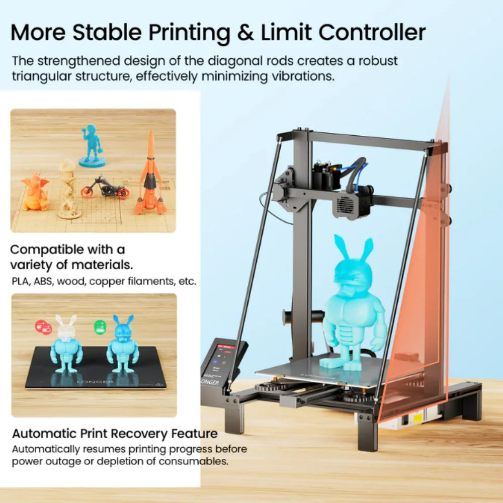 3D-Printer – 3D-Printer Voor Hobbyisten – Professionele 3D-Printer – 3D-Printmachine – Groot Bouwvolume 300x300x400 Mm – Stil Met Filamentdetectie