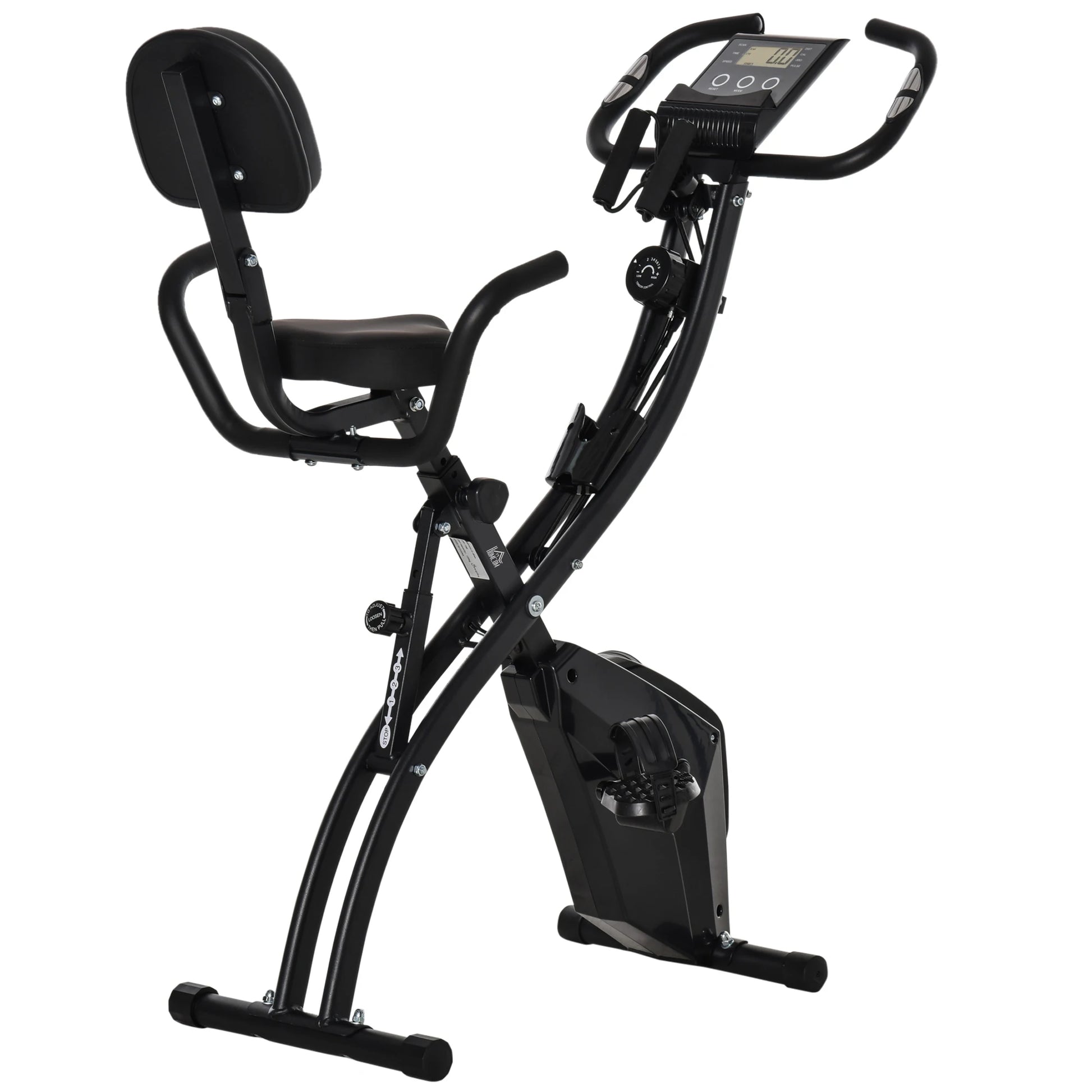 Hometrainer - Spinningfiets - Hometrainers - Indoorfietsen - Indoorfiets - 2-in-1 Fitness Fiets - 8 Niveaus - LCD Display - Opvouwbare - Verstelbaar Zadel - met Rugleuning - 120kg Draagkracht - Fiets - voor Cardio Training - Zwart - QUORE
