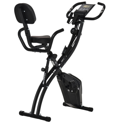 Hometrainer - Spinningfiets - Hometrainers - Indoorfietsen - Indoorfiets - 2-in-1 Fitness Fiets - 8 Niveaus - LCD Display - Opvouwbare - Verstelbaar Zadel - met Rugleuning - 120kg Draagkracht - Fiets - voor Cardio Training - Zwart - QUORE