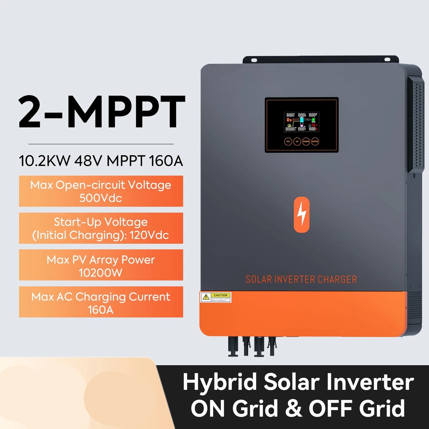 Hybride Zonne-omvormer – Solar Inverter – PV Omvormer – Zonnepaneel Omvormer – Zonne-energie Converter – WiFi Versie – 10,2 kW 48V Systeem – Dubbele MPPT-ingangen