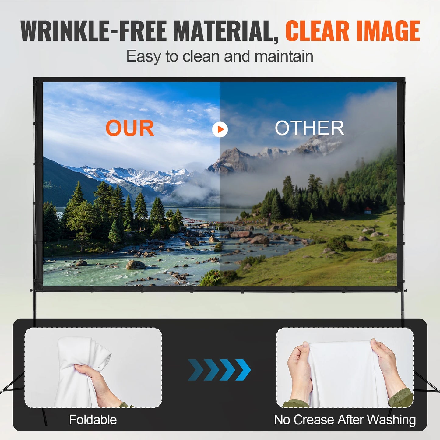 Projectiescherm - Beamer Scherm - Projector Scherm - Home Cinema - 4K/1080P HD Buitenbioscoop Scherm - voor Thuisbioscoop en Tuin - met Statief 120 Inch - Beamer Mini - Draagbaar - Opvouwbaar