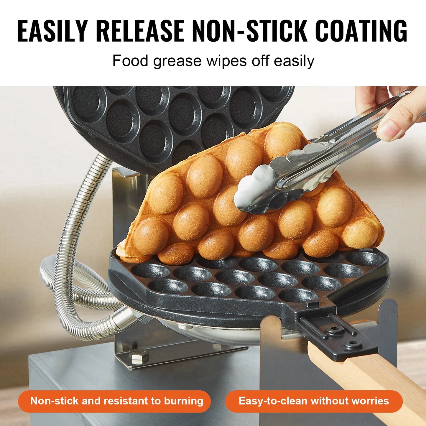Wafelijzer - Wafelmaker - Wafelmix - Poffertjesmaker - Poffertjespan - Poffertjespan Inductie - Poffertjespan Elektrisch - 400W RVS Non-Stick Wafelijzer met 180° Rotatie - QUORE