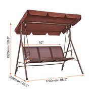 Schommelbank - Schommelbanken - Schommelbank 3 Personen - Hangbank - Hollywoodschaukel - 3-Zits - met Verstelbare Luifel Verwijderbaar Dik Kussen - 68x44inch - Bruin
