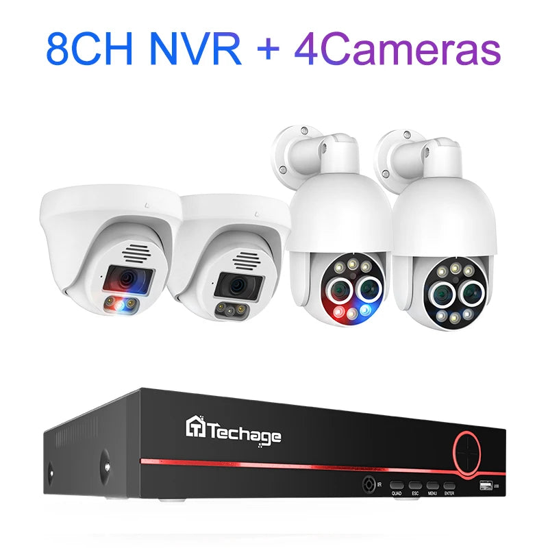 8CH 8MP 4K HD H.265 POE система охранной камеры обнаружения человека наружная внутренняя система видеонаблюдения - QUORE