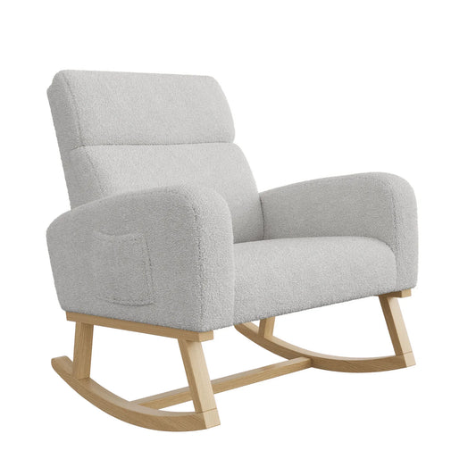 Schommelstoel – Relaxstoel – Lounge Fauteuil – Schommel Fauteuil – Schommelbank – Teddy Velvet Bekleding – 14 Cm Schuimlaag