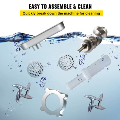 Elektrische Gehaktmolen - Voor alle soorten Vlees - Roestvrij staal - Vleesmolen - worstenmaker - 1100W - 1.5HP - 220PRM - Commerciële worstvulmachine - Zilver