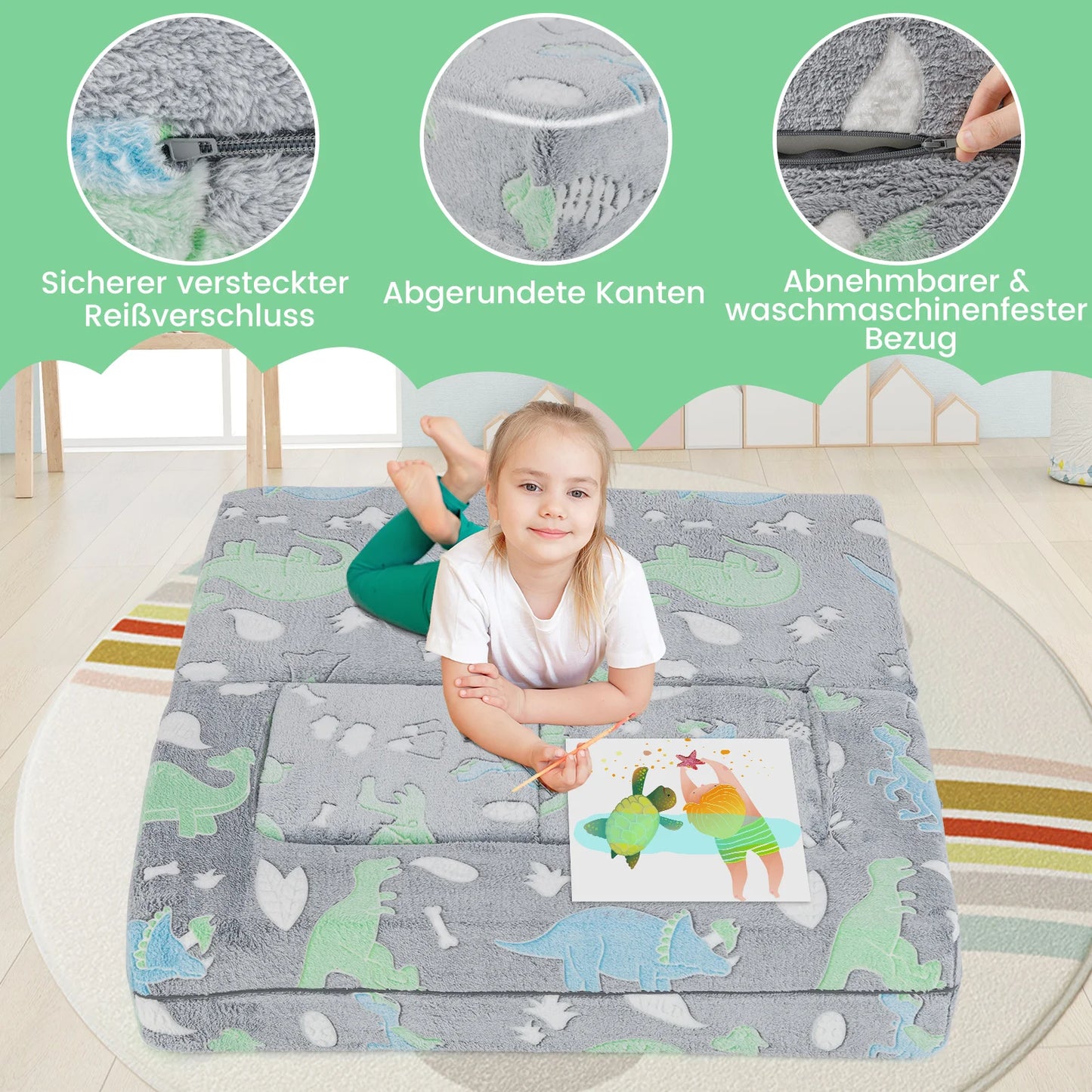 Oplichtende Peuterbank – Modulaire Speelbank voor Kinderen – Afneembare & Wasbare Flanellen Hoes – Kinderbank voor Speelkamer & Kinderkamer
