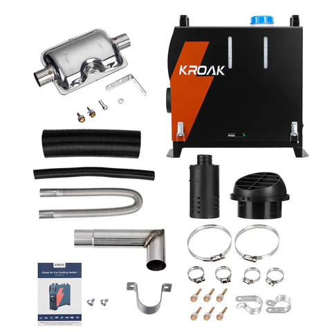 Kroak - Dieselkachel - Elektrische kachel - Kachel en ventilatoren - Benzineluchtkachel - met LCD - 12V - 5KW - BT-type met EU-stekker - Zwart