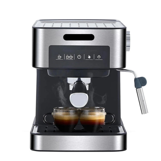 20 Bar Italian Type Espresso Coffee Maker - Espresso Machine - Machine With Milk Frother Wall For Espresso - Including Coffee Grinder - Coffee Grinder - Cappuccino - Latte And Mocha - 850W - 220V - Silver