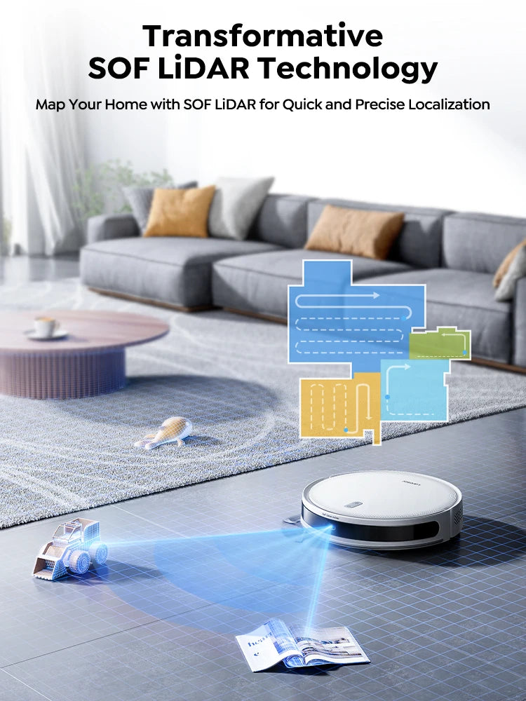 Robotstofzuiger - Stofzuiger - Dweilrobot - Vacuum Cleaner - Robotstofzuiger met Dweilfunctie - 6500PA – LiDAR Navigatie – Slimme Appbediening en Geplande Reiniging