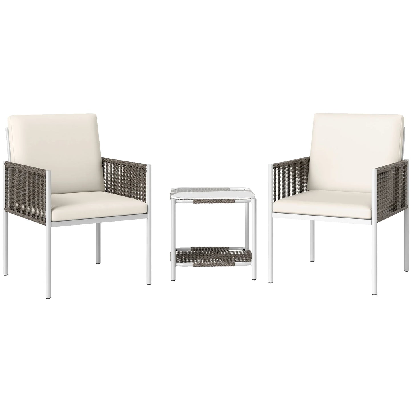 Tuinset – Buitenmeubel – Balkonset – Terrasset – Weerbestendig Rattan – Waterafstotende Kussens – Stalen Frame