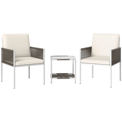 Tuinset – Buitenmeubel – Balkonset – Terrasset – Weerbestendig Rattan – Waterafstotende Kussens – Stalen Frame
