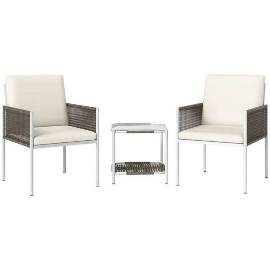 Tuinset – Buitenmeubel – Balkonset – Terrasset – Weerbestendig Rattan – Waterafstotende Kussens – Stalen Frame