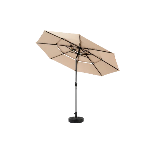 Parasol - Zweefparasol – Zonnescherm – Zonwering – Buitenluifel – Terrasbescherming – Balkon Schaduw – Handmatig Slingermechanisme – Waterbestendig Polyester - Khaki