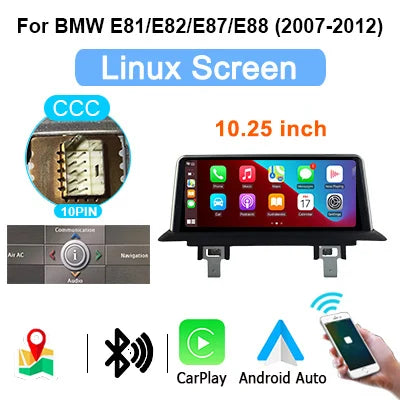 Multimedia Scherm BMW E81 E82 E87 E88 – Auto Radio – Navigatiescherm – Touchscreen – 2-DIN – 10,25 Inch HD Display – CarPlay Android Auto – Bluetooth Autolink AirPlay
