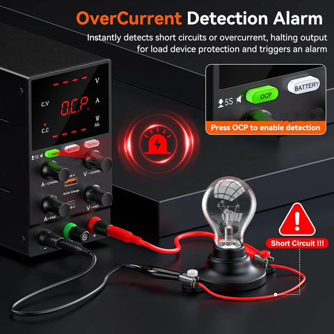 Lab Voeding - DC Bench Voeding - Regelbare Voeding - Voeding - - Functie Generator - 30V - 5A - 220V - Voeding Spanningsregelaar - met Intelligente Oplaad Modus - Zwart