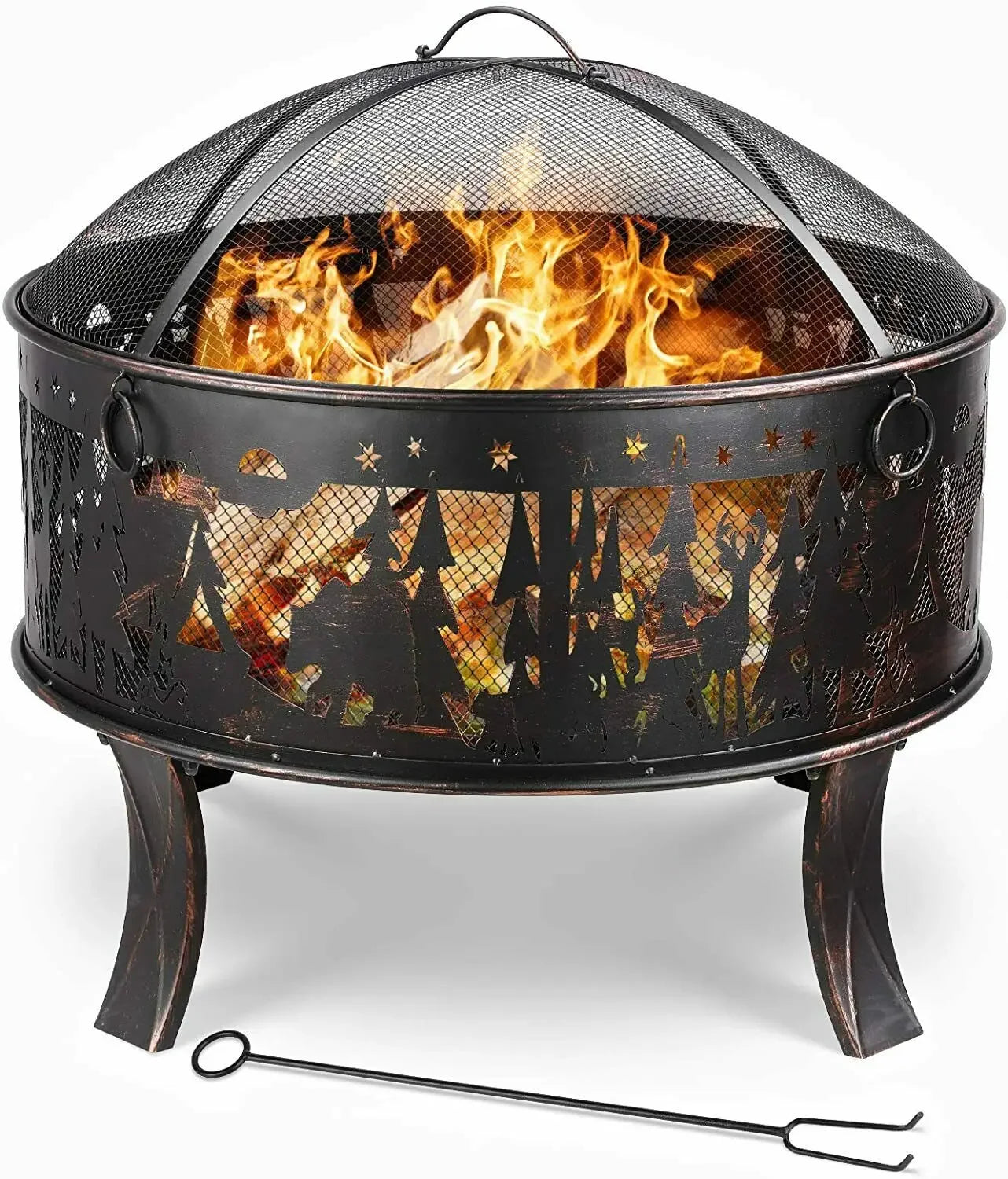 BBQ - BBQ Houtskool - Barbecue - Grill met Vuurkorf - 69x69x65 cm – 27" Buitenhaard - voor Verwarming en Barbecue – Zwart
