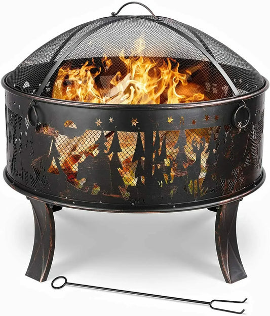 BBQ - BBQ Houtskool - Barbecue - Grill met Vuurkorf - 69x69x65 cm – 27" Buitenhaard - voor Verwarming en Barbecue – Zwart