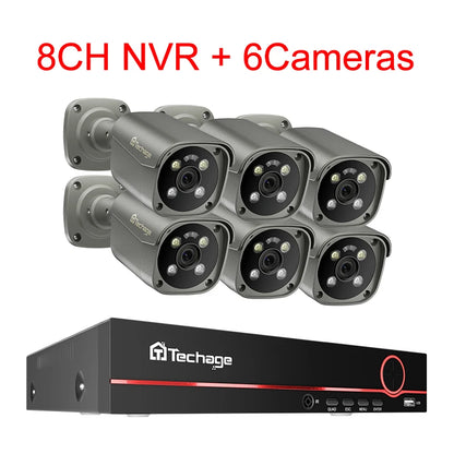 Techage 4K Ultra HD 8MP Security POE NVR Kit Human Face Detect AI Smart Camera Outdoor Home CCTV Video Surveillance Camera Set - QUORE