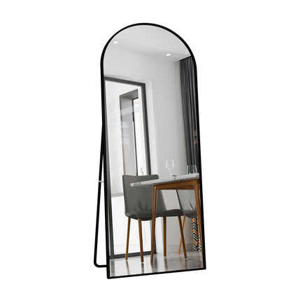 Boogvormige Spiegel – Staande Spiegel – Vloerspiegel – Wandspiegel – Full Body Spiegel – Zwart Metalen Frame – 180x80 cm Groot