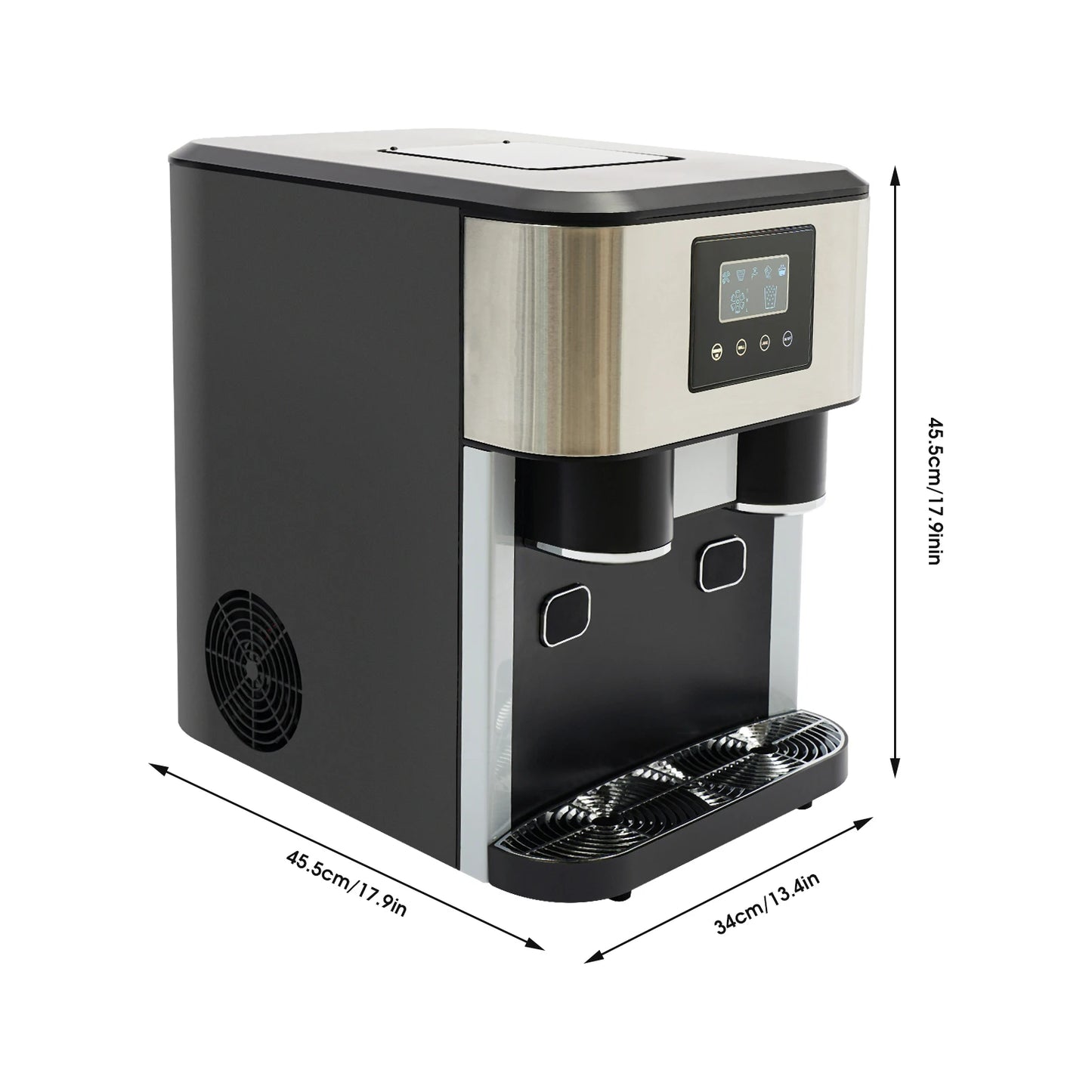 IJsmaakmachine – Crushed Ice Maker – IJsblokjesmachine – Waterkoeler – 1,8 Liter Reservoir – Snelle Productie – LCD Touchscreen