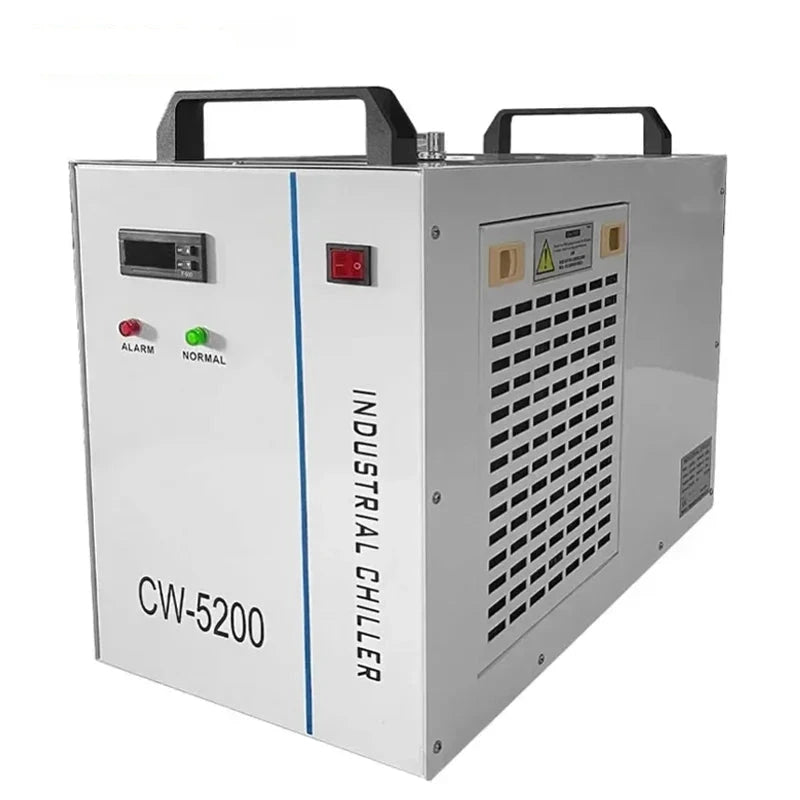 Industriële Waterkoeler - Chiller Industriële - 220V - Luchtgekoeld - 6L Capaciteit – 10L/min – Voor CO₂ Laserbuizen tot 130W - 580×290×470mm - voor Lasergraveermachine Koeling - Waterchiller met Alarmfunctie - Wit - QUORE