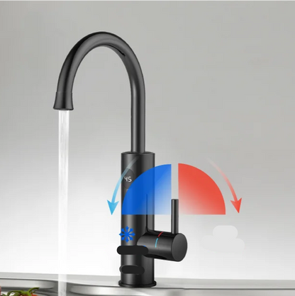 Kraan - Keukenkraan - Elektrische Waterverhitter Kraan - Thermostaatkraan - 220V - Tankless Water Heater - met 360 Graden Draaiende Uitloop - Zwart