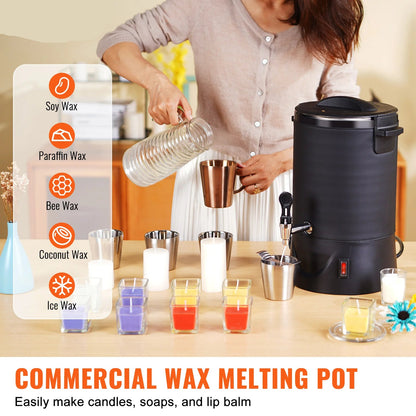 Grote Elektrische Wassmelter - Wassmeltpot - Wax Melter - Kaarsen Smeltpot - 1100W - RVS - 9-standen Bediening - 6.5L - Zwart
