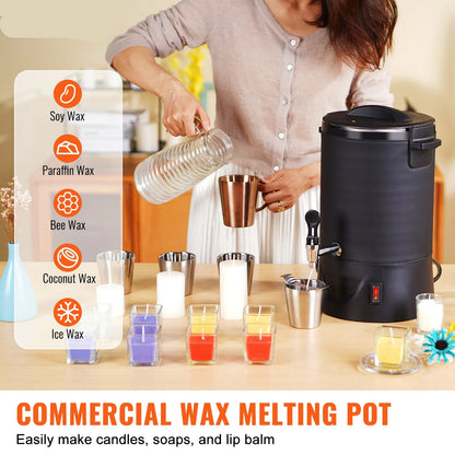 Grote Elektrische Wassmelter - Wassmeltpot - Wax Melter - Kaarsen Smeltpot - 1100W - RVS - 9-standen Bediening - 10L - Zwart - QUORE