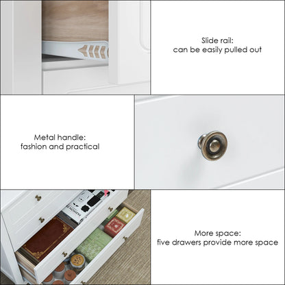 Getone Chest of Drawers Bedroom, Storage Cabinet with 6 Drawers, Sideboard, Bedroom Dresser, 80x40x80cm, White