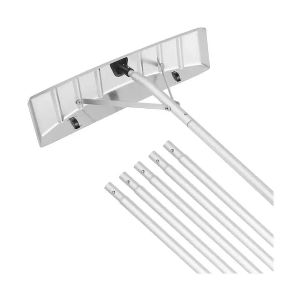 Snow Roof Rake – Adjustable Handle (1.5-6 m) – Aluminum Snow Thrower with Protective Wheels - 64 cm Wide Blade – Silver