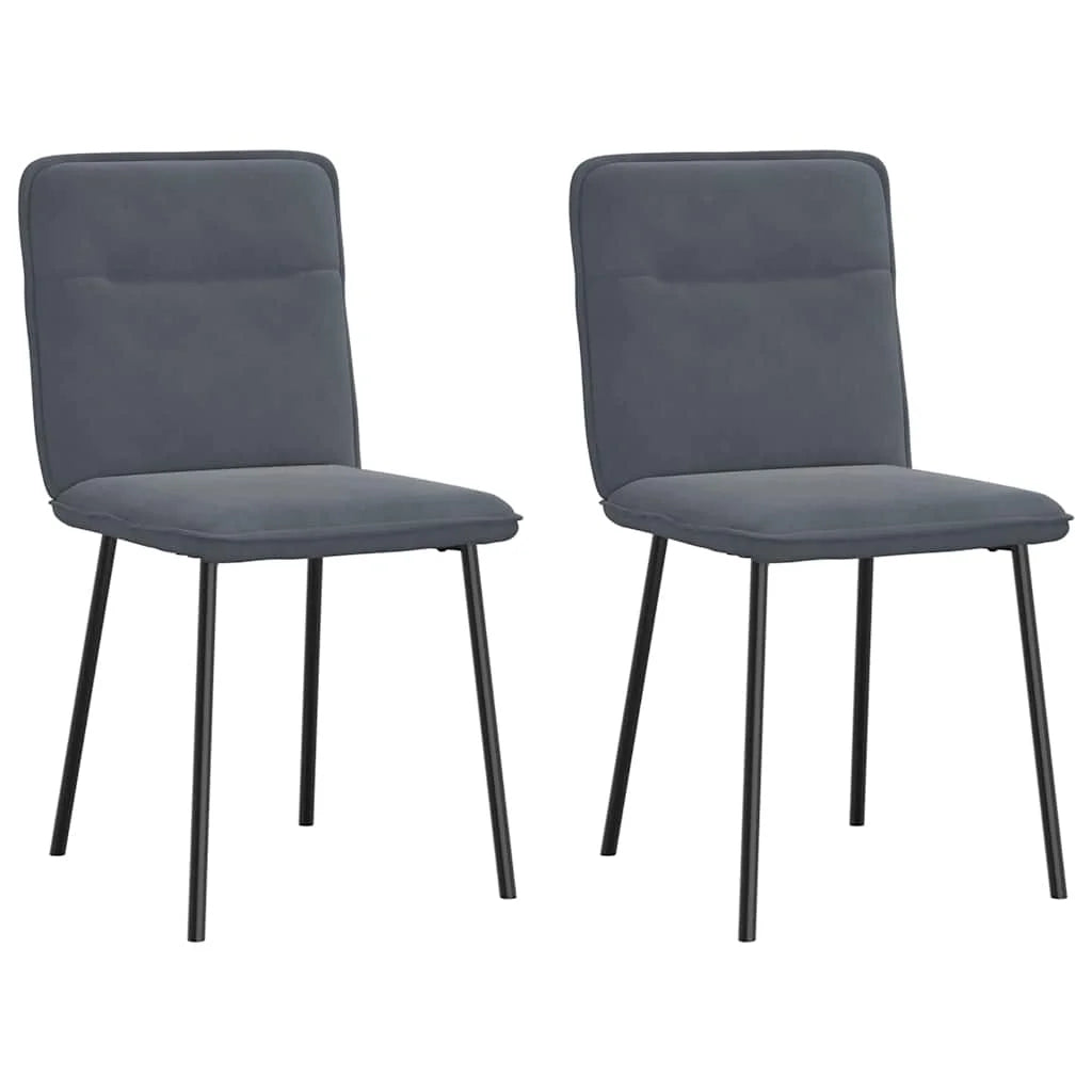 Eetkamerstoelen – Set van 2 Stoelen – Fluwelen Stoelen – Donkergrijze Stoelen – Comfortabele Zitting – Metalen Frame – Zithoogte 47 Cm