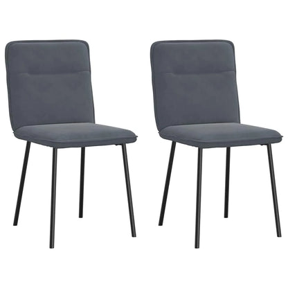 Eetkamerstoelen – Set van 2 Stoelen – Fluwelen Stoelen – Donkergrijze Stoelen – Comfortabele Zitting – Metalen Frame – Zithoogte 47 Cm