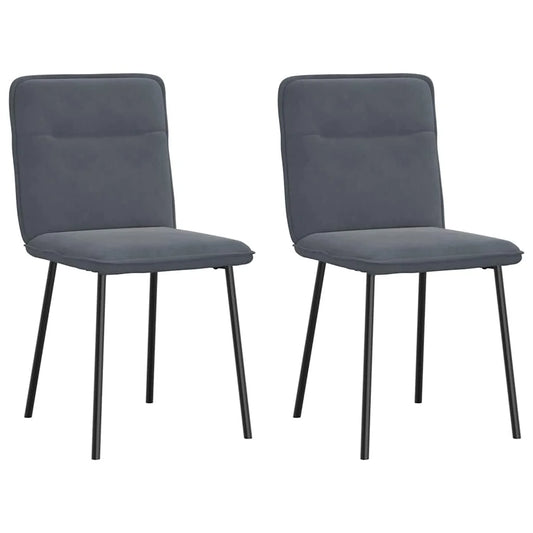 Eetkamerstoelen – Set van 2 Stoelen – Fluwelen Stoelen – Donkergrijze Stoelen – Comfortabele Zitting – Metalen Frame – Zithoogte 47 Cm
