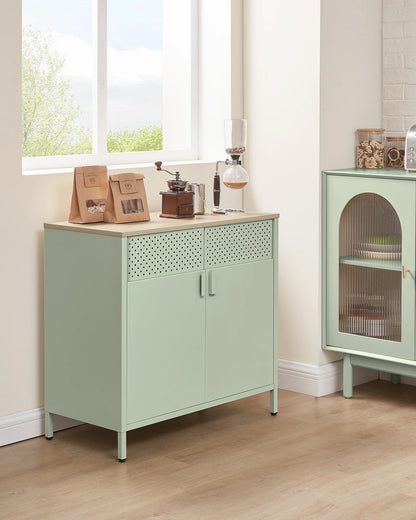 Kast - Dressoir - Archiefkast - Kantoorkast - Opbergruimte - 80 cm x 40 cm x 76 cm - Groen - QUORE