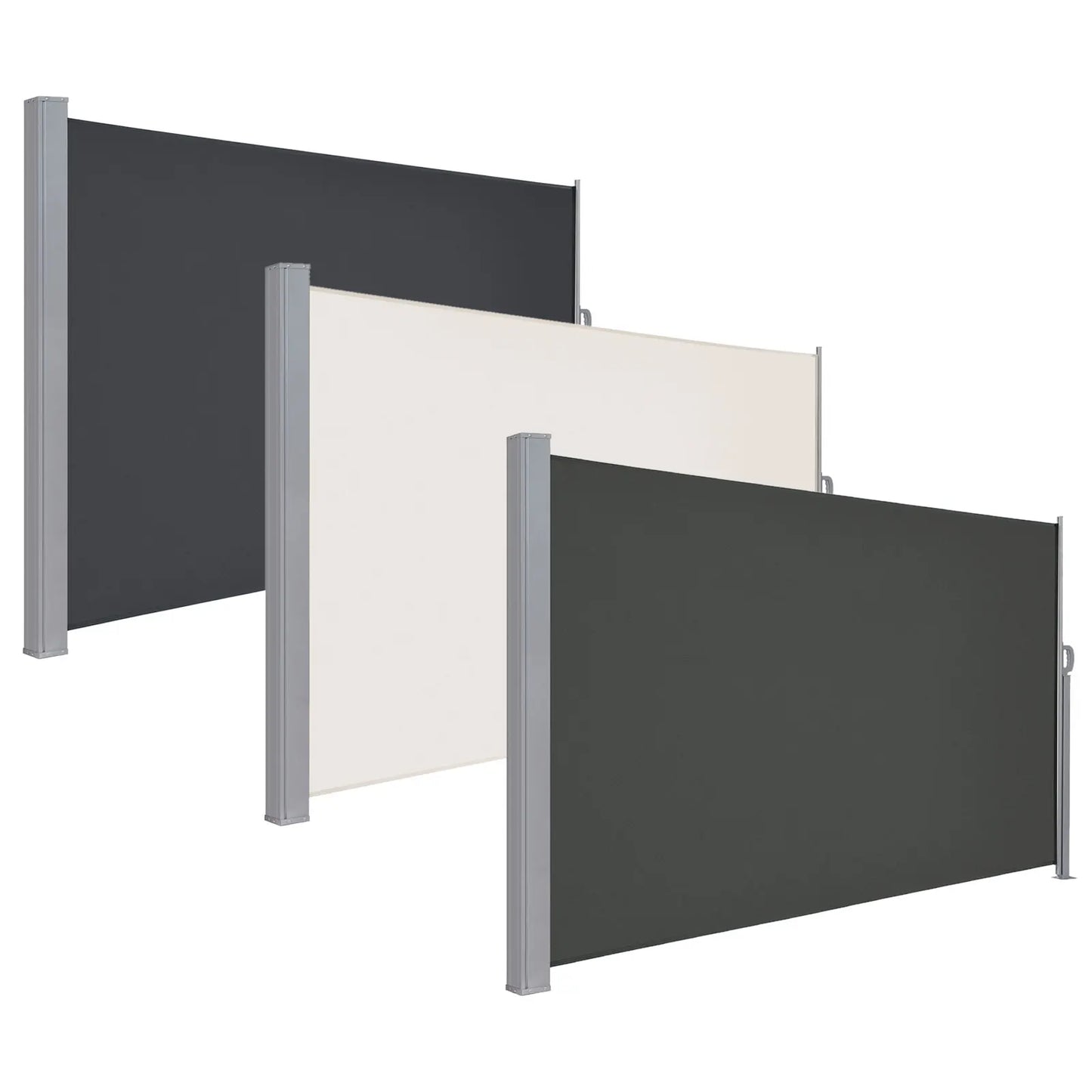 Uitschuifbaar Zijscherm – Balkonscherm – Windscherm – Privacy Scherm – Waterafstotend Doek – Robuust Metalen Frame - 190x450cm - Grijs