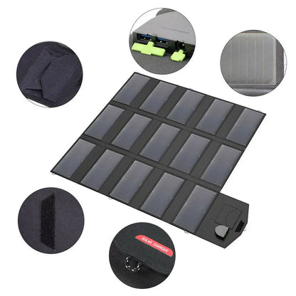 ALLPOWERS 100W Foldable Solar Panel, Portable Solar Charger (Dual 5v USB with HighTechnology+18v DC Output) for Outdoor, Camping - QUORE
