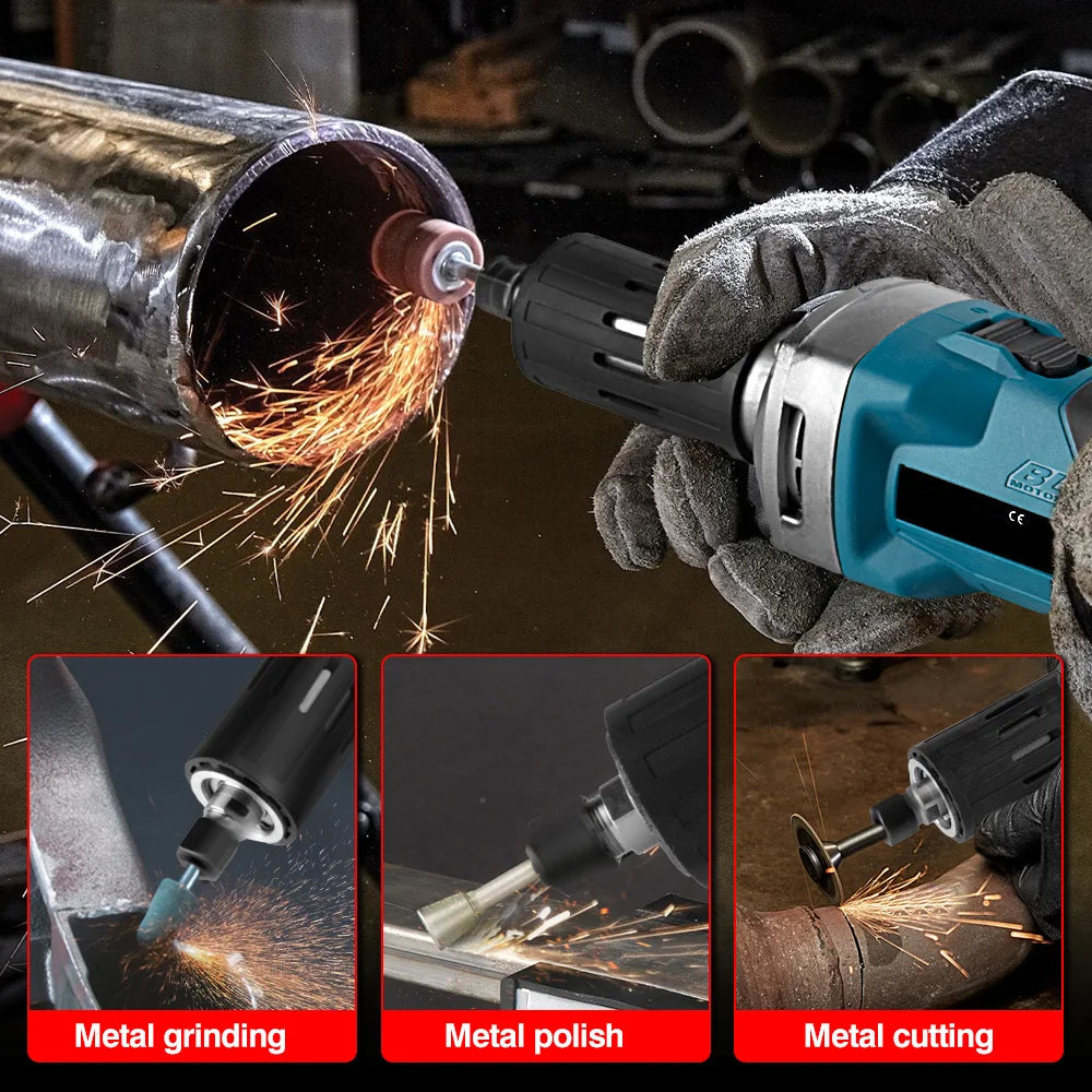 Rechte Slijpmachines - met Brushless - 2000W Draadloze - 35000RPM - 6mm Slijpmachine - 4 Snelheden Variabel -18V - Professionele Slijprotools - voor Graveer - Polijstmachine - Snijden - Zonder Batterij