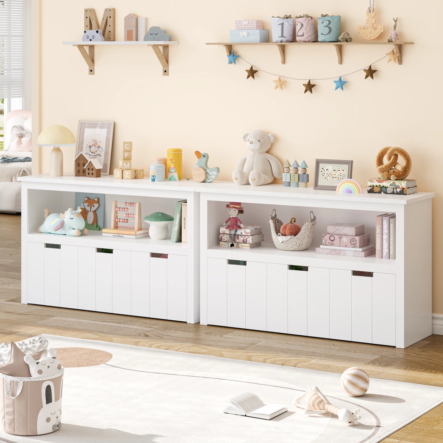 Speelgoedkast voor kinderen - commode met 3 laden - speelgoedorganizer voor kinderkamer en woonkamer - houten opbergkast (wit - 102 x 33 x 62 cm)