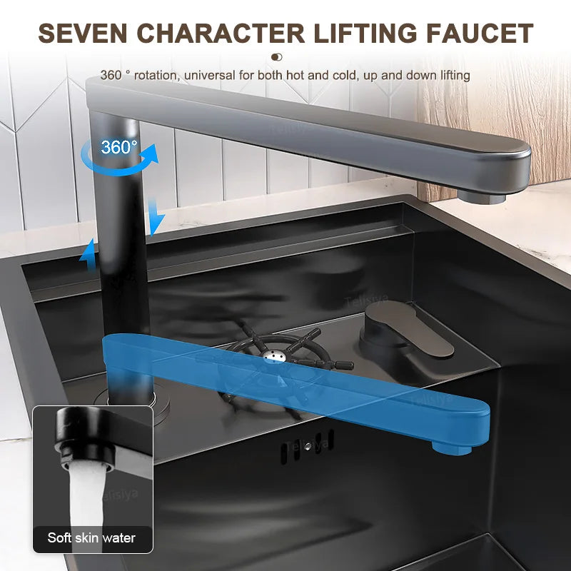 Hidden Cup Washer Stainless Steel Kitchen Sink Small Single Tank With Lid Multifunctional Bar Balcony Wash Basin