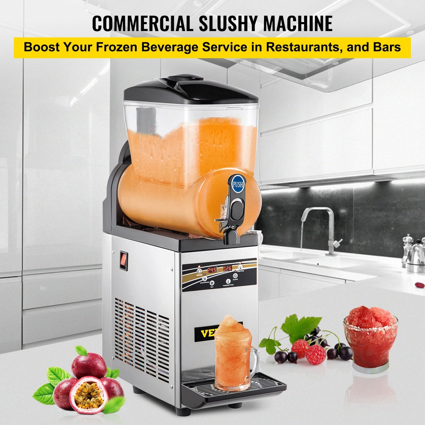 Slushmachine – Slushapparaat – Frozen Drink Maker – IJsdrankmachine – Smoothiemachine – 15 Liter Inhoud – 500W Compressor