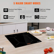 Inductie kookplaat - Induction Hob - Induction Cook Top - Inductie Fornuis - Elektrische Oven - 4-pits - 24 inch - Elektrische inbouw-inductiekookplaat - met aanraakbediening - 220-240V - Zonder stekker - Zwart