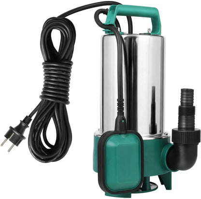 Dompelpomp - Waterpompen - Waterpomp Elektrisch - Vuilwaterpomp - 1100W - 16500 L/h Capaciteit - RVS Waterpomp met Vlotterschakelaar - Zwart