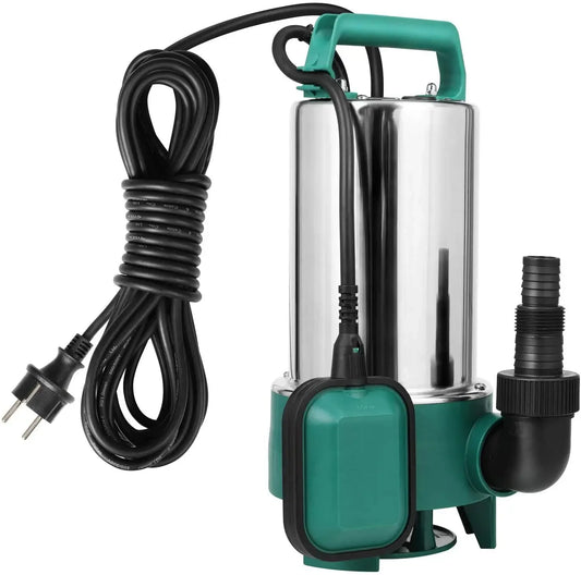 Dompelpomp - Waterpompen - Waterpomp Elektrisch - Vuilwaterpomp - 1100W - 16500 L/h Capaciteit - RVS Waterpomp met Vlotterschakelaar - Zwart