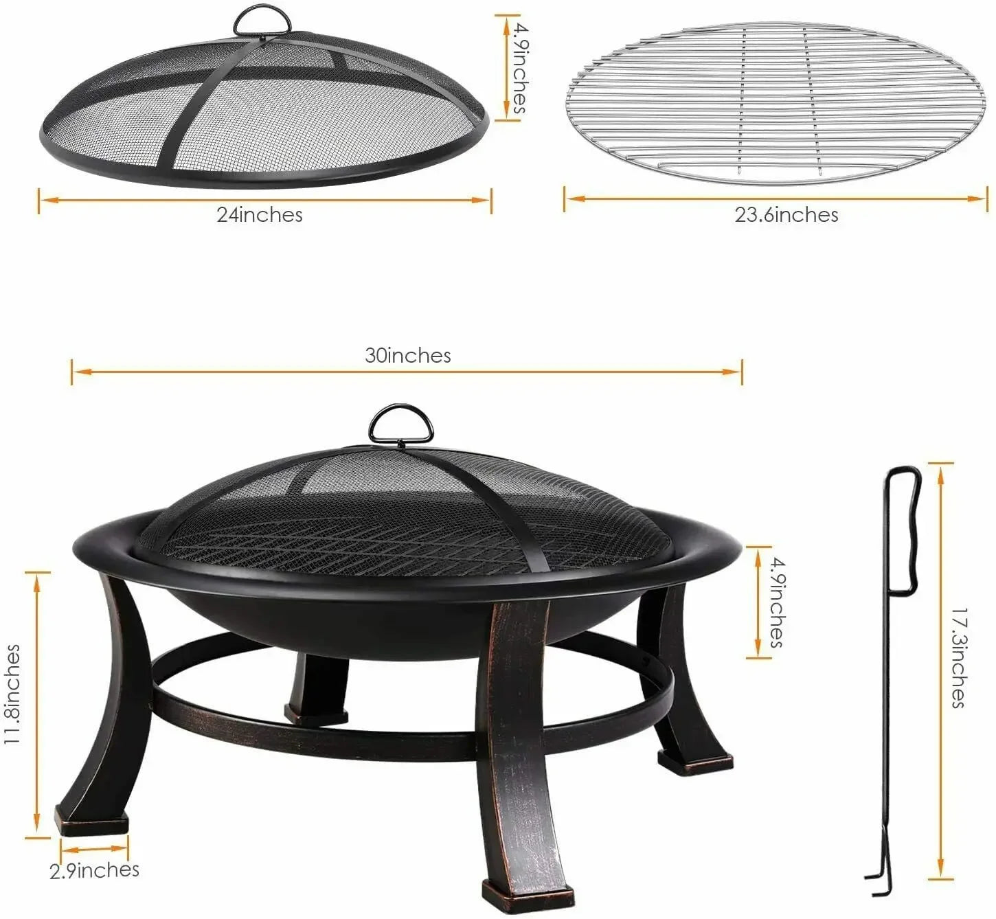 Vuurkorf – Buitenhaard – Tuinhaard – Vuurschaal – BBQ Vuurplaats – Groot 76x76x46 cm – Hittebestendig Gecoat Ijzer - QUORE