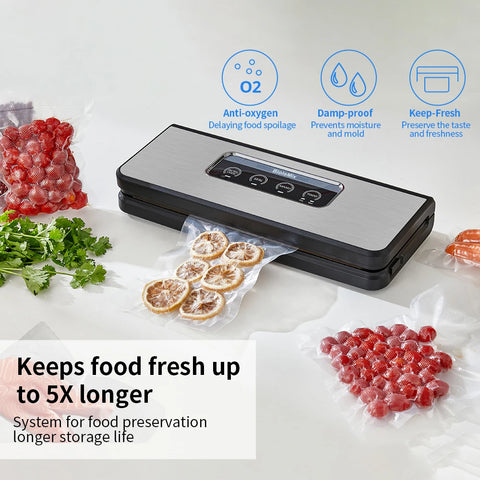 BioloMix - Vacuum Sealer - Vacuum Sealer - Electric Dry/Wet Food Packaging for Kitchen - Silver Gray