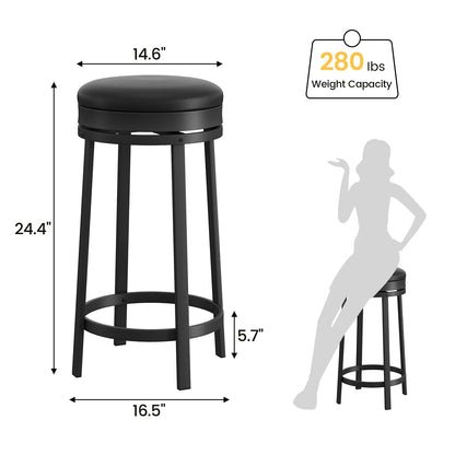 Barkrukken – Barstoelen – Keukenstoelen – Draaibare Krukken – Counter Krukken – Set Van 4 – PU Leer Zitting – 360° Draaibaar