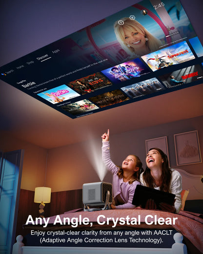 Mini Beamer - Projector - Digitale Beamer - Draagbaar - 1080P - Full HD Projector - Met 90° Gimbal - Auto Focus - Android 11.0 - 600ANSI - Android System - Zwart