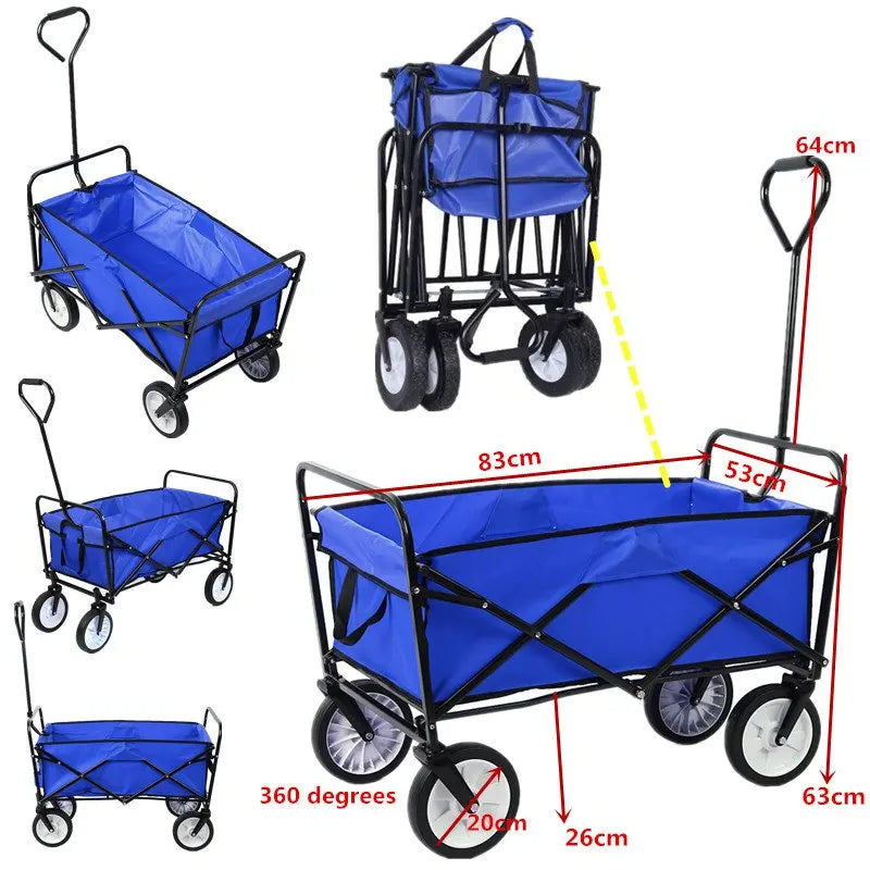 Bolderkar - Tuinwagen - Opvouwbare - Stevige Transportkar 110L - Heavy Duty Camping Trolley - Grote Wielen - en Waterdicht - Voor Tuin - Strand - en Boodschappen - Groen